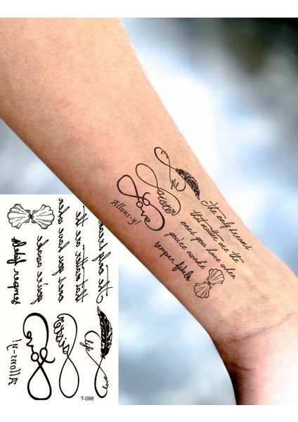 Yazı ve Sonsuzluk Sembolü Geçici Dövme Tattoo