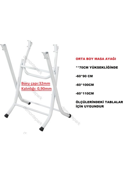 Katlanır Masa Ayağı-Orta Boy-Beyaz Renk