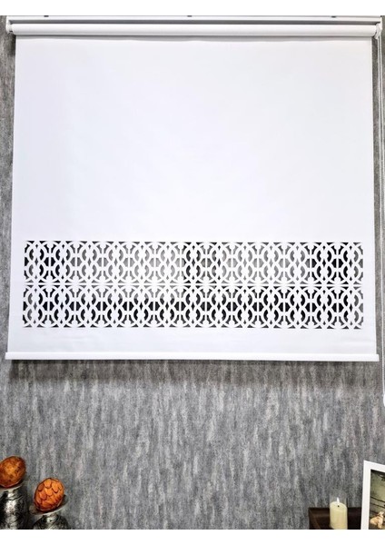 Lazer Kesim Stor Perde Kalın Kumaşlı Beyaz Renk LZR314 modelleri