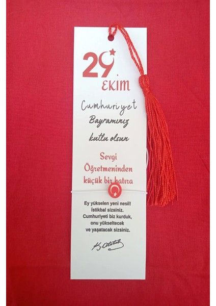 Isim Yazılır- 40 Adet Püsküllü Kitap Ayracı ve Türk Bayraklı Bileklik - Cumhuriyet Bayramı Hediye modelleri