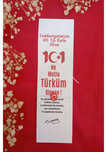 5 Adet 101.YIL Türk Bayrağı Bileklik & Kitap Ayracı - 29 Ekim Cumhuriyet Bayramı Hediye - Jelatinli