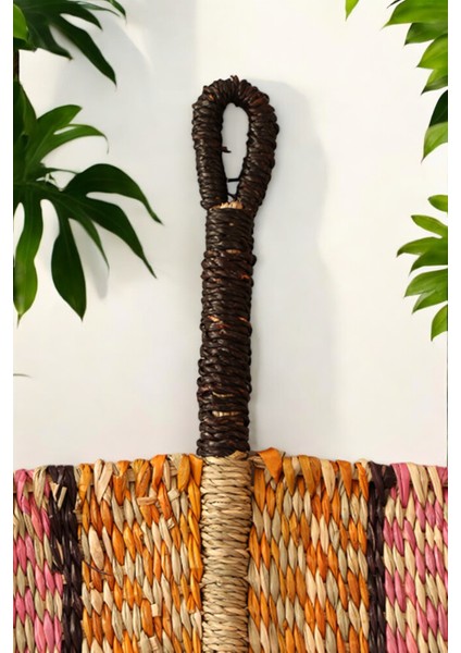 Hasır Duvar Dekorasyonu Çok Renkli Afrika Stil Doğal El Yapımı Yelpaze 55CM Oceanpoint fiyatları