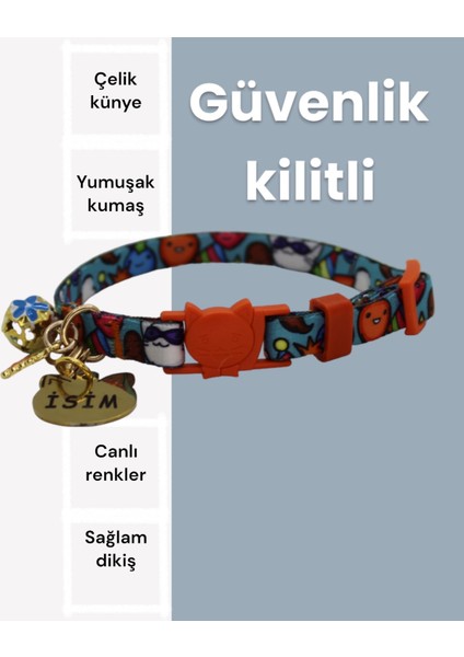 Güvenlik Kilitli Kedi Tasması, Isimli Kedi Tasması, Kedi Isimlik, Kedi Künyesi, Safety Click