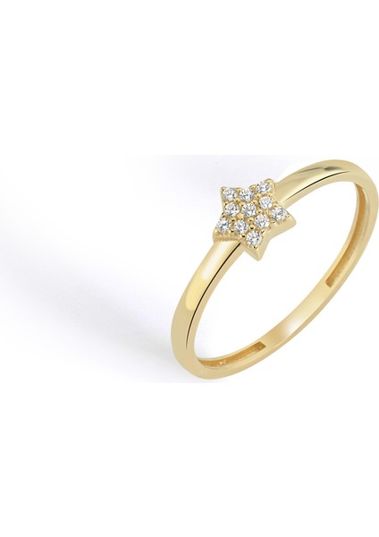 14 Ayar Altın Taşlı Yıldız Kadın Yüzük fırsatları