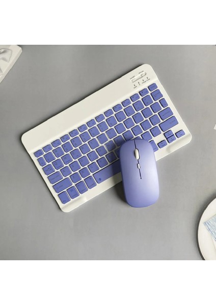 IPad Xiaomi Samsung Huawei Tablet Laptop Uyumlu Renkli Bluetooth Bağlantılı Klavye+Mouse Set