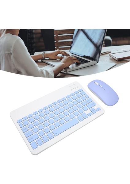 IPad Xiaomi Samsung Huawei Tablet Laptop Uyumlu Renkli Bluetooth Bağlantılı Klavye+Mouse Set