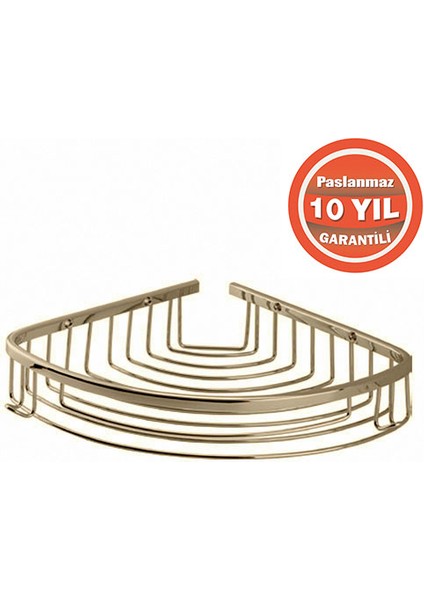Paslanmaz Pirinç 1'li Destina 19 x 19 cm Şampuanlık Banyo Rafı Altın Gold