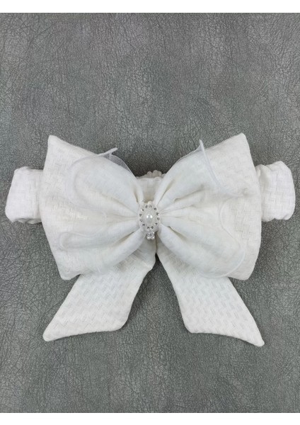 Yenidoğan Kumru Soft Cotton Taç Nakışlı Trilüks Kundak Bebek Battaniyesi Ekru