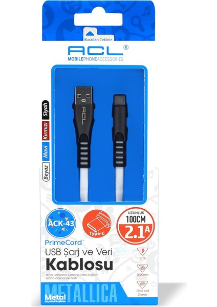 1m Type-C- USB Kablo