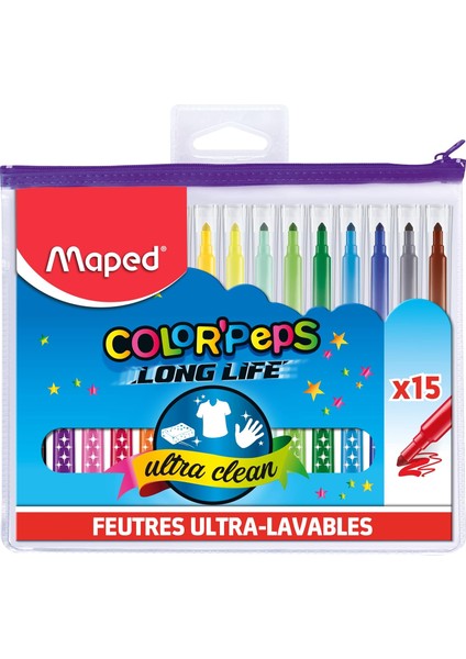 Long Life Keçeli Kalem 15'li - Plastik Çantalı