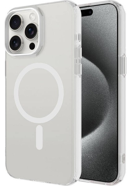 iPhone 15 Pro Kılıf Magsafe Şarj Özellikli Buzlu Transparan C-Pro Sert Kapak