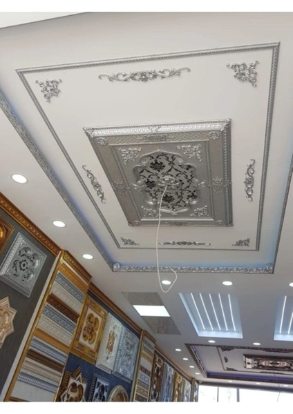 Poliüretan Dekoratif Duvar&tavan Çıta Bordürü -Gümüş Renk (En:4 CM-BOY:100 Cm)-Duvar Süsü