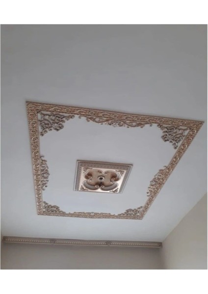 90X90 Kare Bronz Renk Saray Tavan Göbek