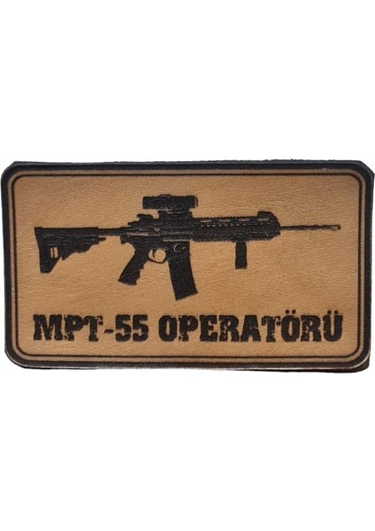 Mpt 55 Operatörü -Dikdörtgen Deri Peç - Arma - 2 Wolf Leather Patch