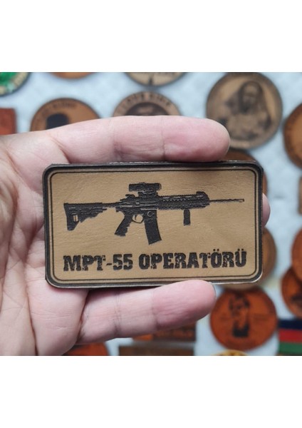 Mpt 55 Operatörü -Dikdörtgen Deri Peç - Arma - 2 Wolf Leather Patch