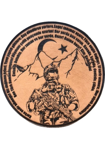 Seyhan Askeri Malzeme Komando Andı Korku Nedir Bilmeyiz  -Yuvarlak  Deri Peç - Arma - Leather Patch