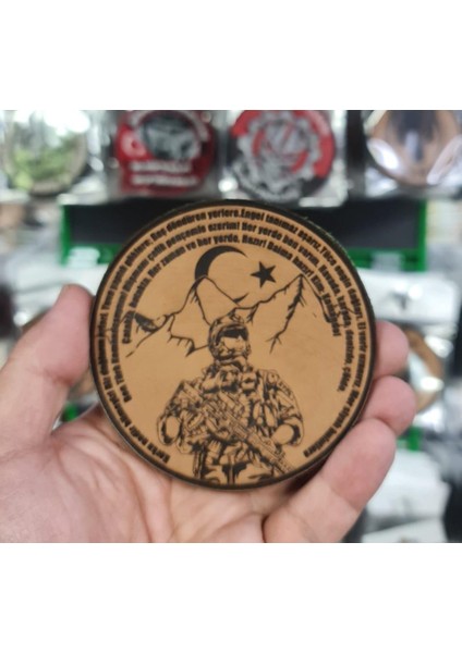 Seyhan Askeri Malzeme Komando Andı Korku Nedir Bilmeyiz  -Yuvarlak  Deri Peç - Arma - Leather Patch