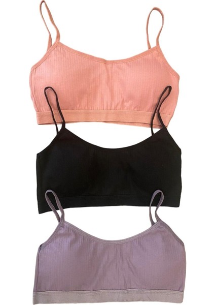 3'lü Fitilli Ip Askılı Petli Kadın Büstiyer fiyatları