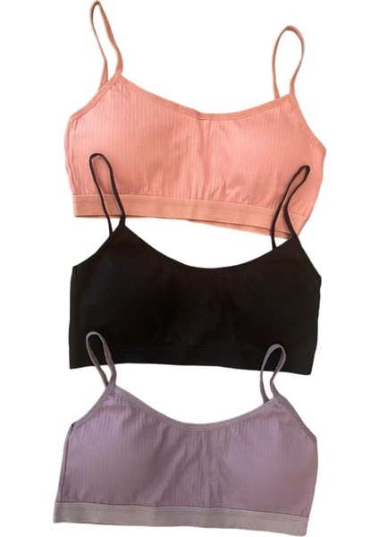 3'lü Fitilli Ip Askılı Petli Kadın Büstiyer fırsatları