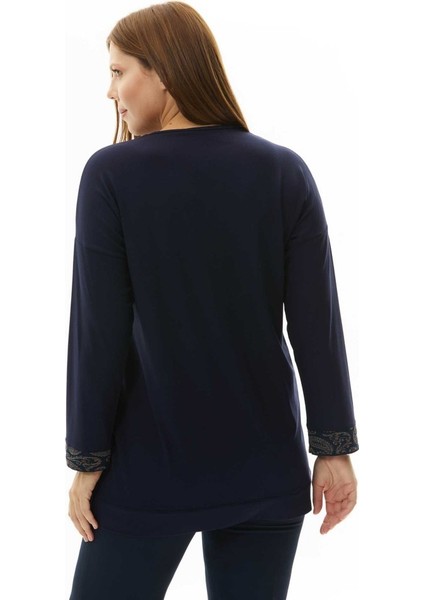 Büyük Beden Şal Desen Ribanalı Uzun Kol Bluz indirimleri