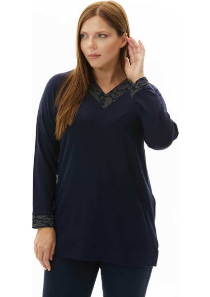 Büyük Beden Şal Desen Ribanalı Uzun Kol Bluz fiyatları