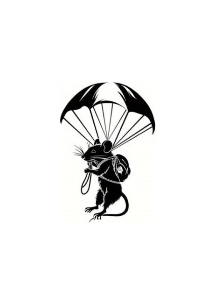 Paraşütle Atlayan Fare Figür Oto Kaput Sticker 39 x 57 cm fiyatları