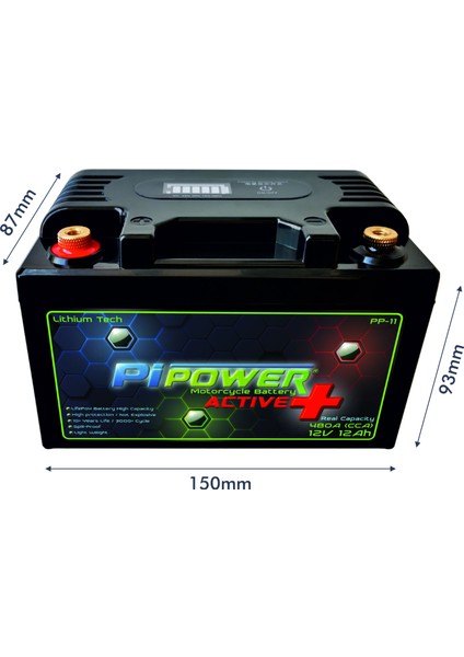 Pipower Active Plus 12V 12AH Lithium Lifepo4 Lityum Motosiklet Aküsü