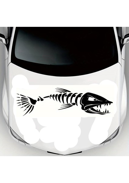 Pirana Kılçık Figür Oto Kaput Sticker 71 x 21 cm