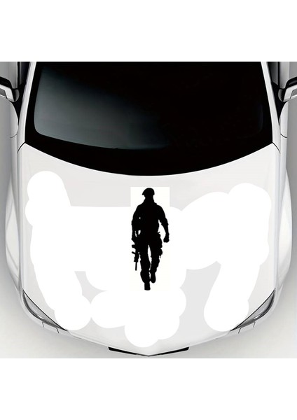 Komando Figür Oto Kaput Sticker 20 x 52 cm