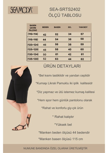 Büyük Beden Beli Lastikli Cepli Konfor Spor ve Günlük Iki Iplik Şort-Siyah modelleri