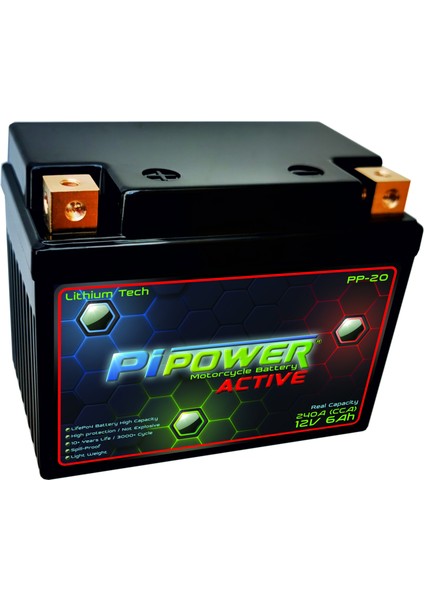 Pipower Active Compact 12V 6AH Lithium Lifepo4 Lityum Motosiklet Aküsü