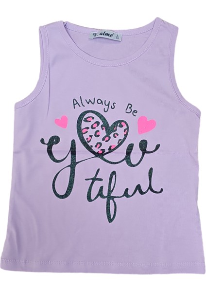 Almi Kalp Desenli Askılı T-Shirt 3/7