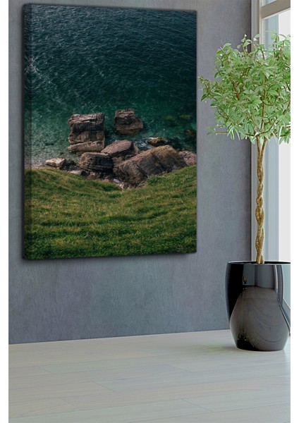 Manzara Temalı, Yamaç Kayalığı Kanvas TABLO-288 fırsatları
