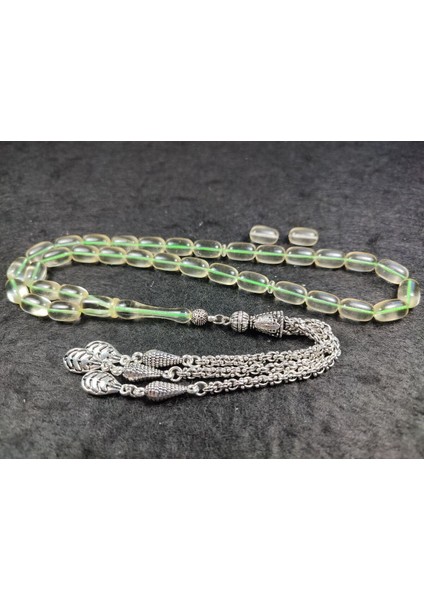 19.03 Gr. Gümüş Püsküllü 0.6 Delim Damla Kehribar (Su Damlası) Sertifikalı 5242