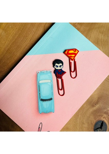 Superman 3D Kitap Ayracı / Ataç 2'li Set (Defter Görsel Amaçlı Kullanılmıştır.)