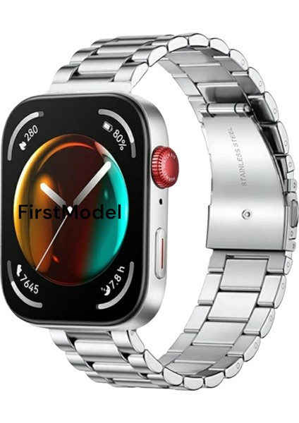 Huawei Watch Fit 3 Uyumlu Paslanmaz Çelik Kordon Pim Çevirici Aparatı ile Akılı Pimli Gümüş