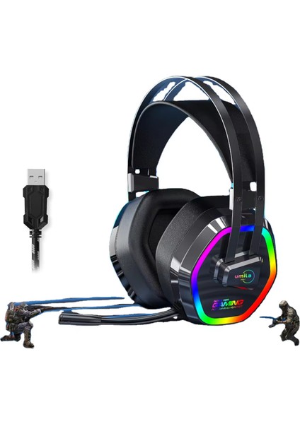 G608 Profesyonel Oyuncu Kulaklığı Usb-7.1 Rgb 4d Kafabantlı Gaming Kulaklık