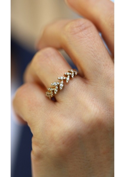 14 Ayar Altın Taşlı Yaprak Yüzük fiyatları