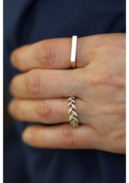 14 Ayar Altın Taşlı Yaprak Yüzük indirimleri