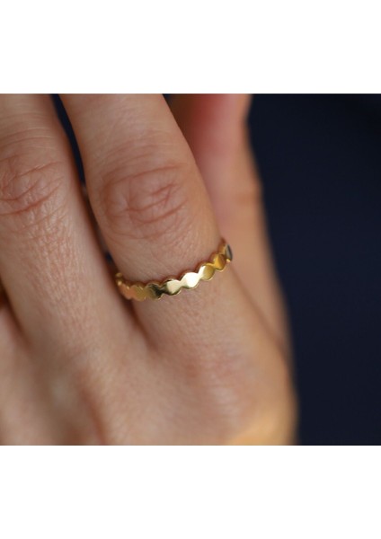 14 Ayar Altın Düz Plakalı Bombeli Yüzük