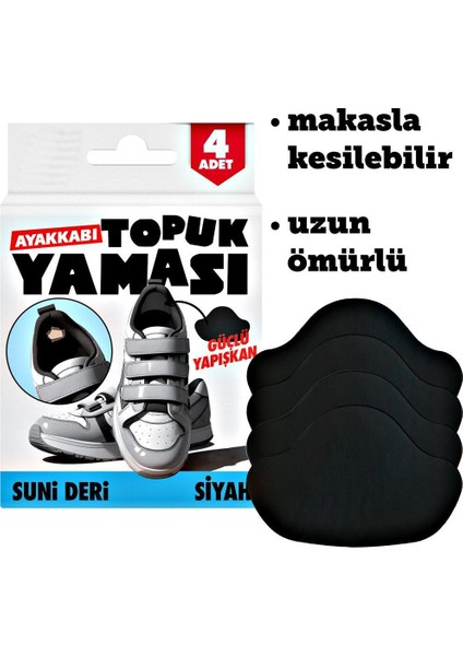 Ayakkabı Topuk Yaması Ayakkabı Tamir Yaması Sunni Deri Kendinden Yapışkanlı-Siyah
