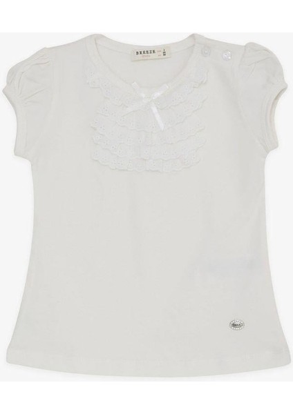 Kız Bebek Güpür Dantel Yaka Detaylı Pamuklu T-Shirt fiyatları