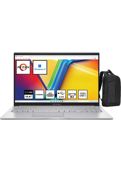 Vivobook Go 15 E1504FA-NJ115 R5-7520U 8gb 1tb SSD 15.6" Fhd WIN11 Dizüstü Bilgisayar - Webzone Çanta WZ02