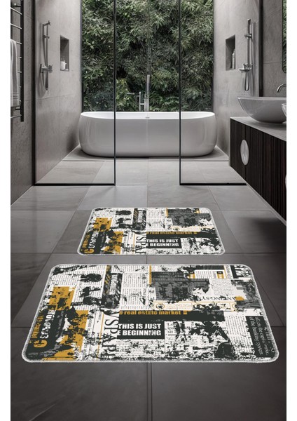 Dekoratif Modern Tasarım Kaymaz Taban Yıkanabilir Ikili Takım Banyo PASPASI(50X60-60X90 Cm)