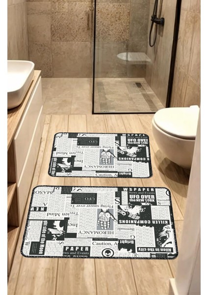 Dekoratif Modern Tasarım Kaymaz Taban Yıkanabilir Ikili Takım Banyo PASPASI(50X60-60X90 Cm)