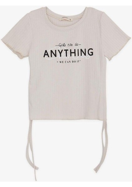 Kız Çocuk We Can Do It Yazılı Fitilli Pamuklu Tshirt