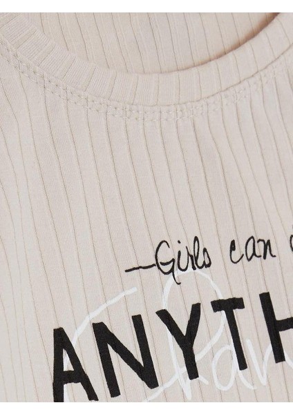 Kız Çocuk We Can Do It Yazılı Fitilli Pamuklu Tshirt fiyatları