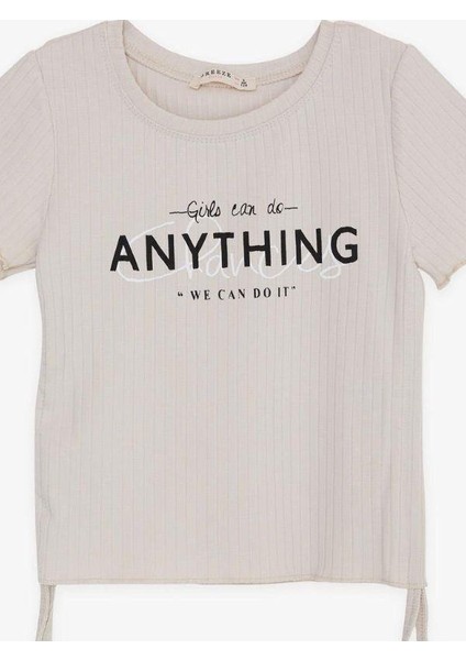 Kız Çocuk We Can Do It Yazılı Fitilli Pamuklu Tshirt fırsatları