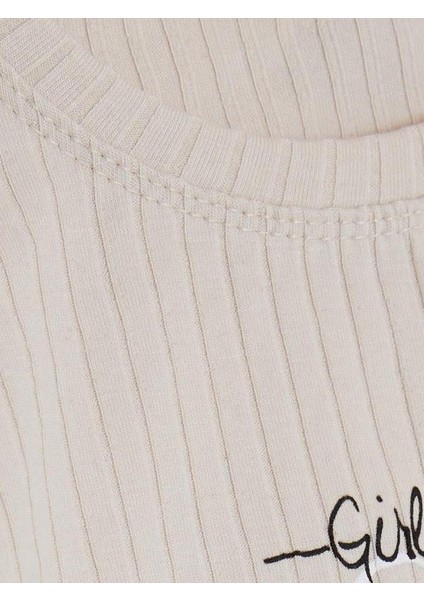 Kız Çocuk We Can Do It Yazılı Fitilli Pamuklu Tshirt indirimleri