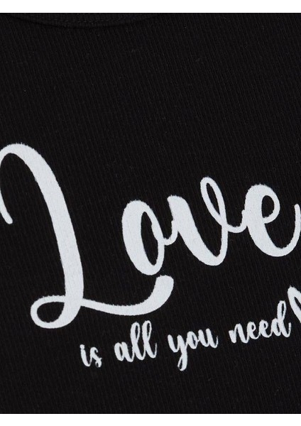 Kız Çocuk Pamuklu Love Yazılı T-Shirt